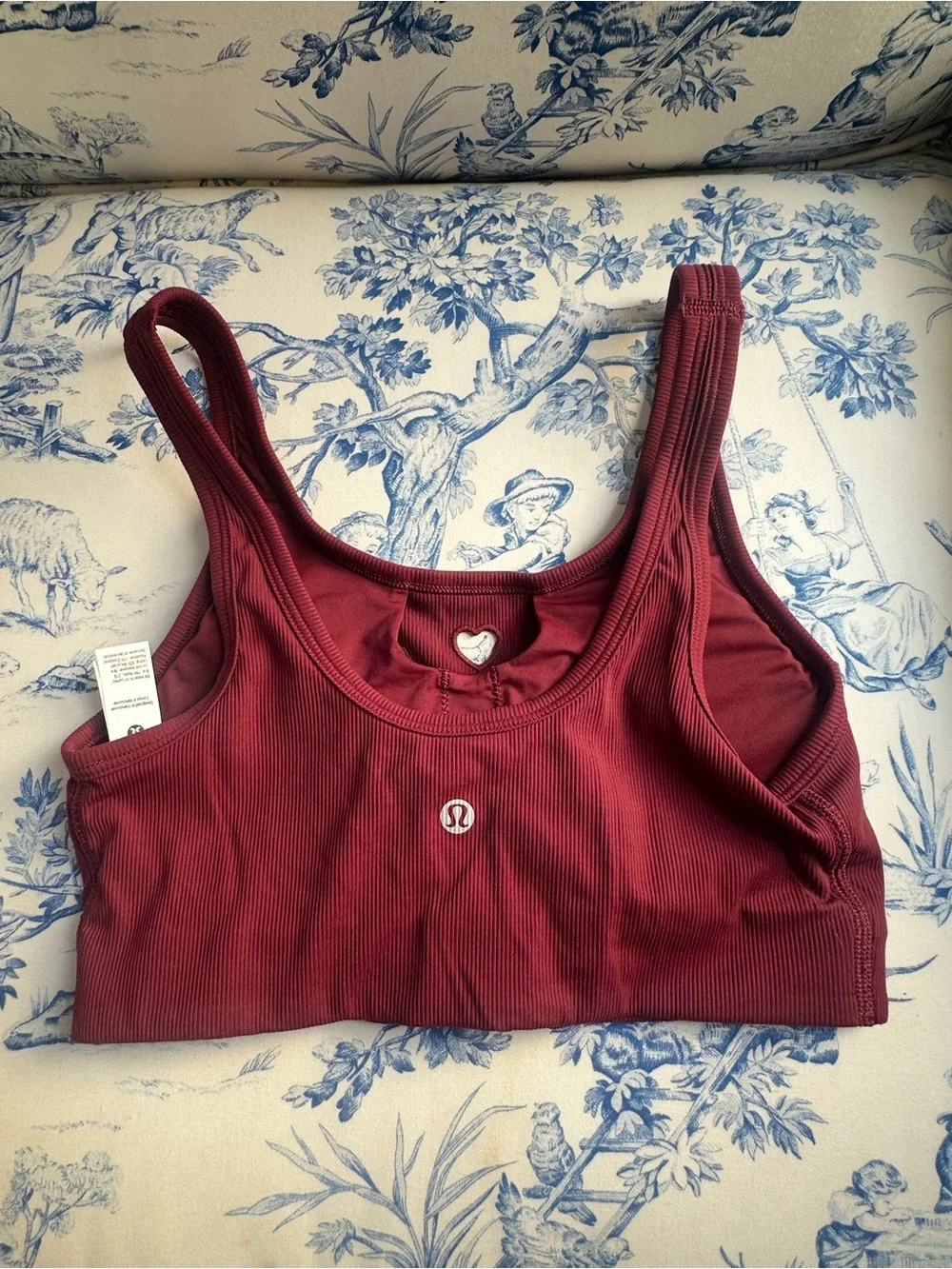 Lululemon Nulu Maroon Ribbed Heart Bra sz XS